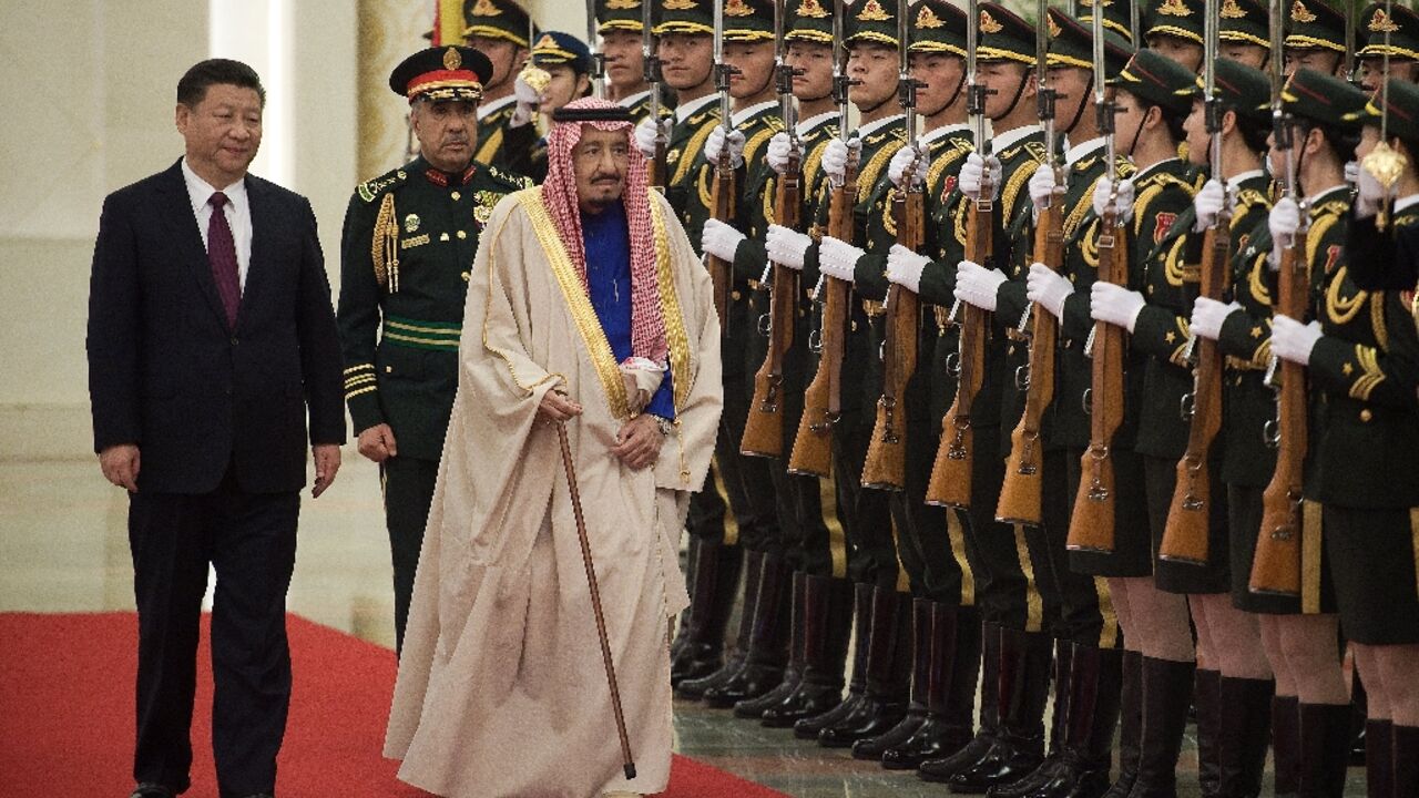 In this file photo Saudi King Salman Bin Abdul-Aaziz Al-Saud reviews an honour guard with Chinese President Xi Jinping during a welcome ceremony at the Great Hall of the People in Beijing on March 16, 2017 In this file photo Saudi King Salman Bin Abdul-Aaziz Al-Saud reviews an honour guard with Chinese President Xi Jinping during a welcome ceremony at the Great Hall of the People in Beijing on March 16, 2017