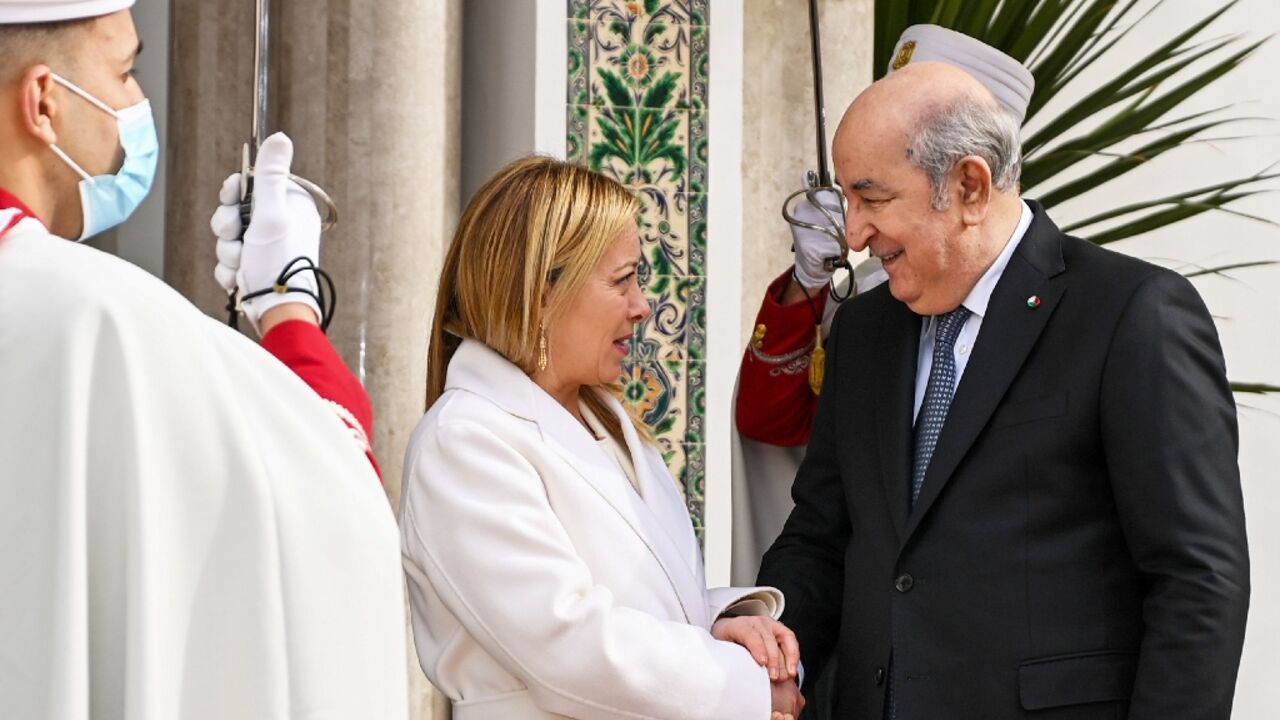 Algerian President Abdelmadjid Tebboune meets Italian Prime Minister Giorgia Meloni on Monday in Algiers Algerian President Abdelmadjid Tebboune meets Italian Prime Minister Giorgia Meloni on Monday in Algiers