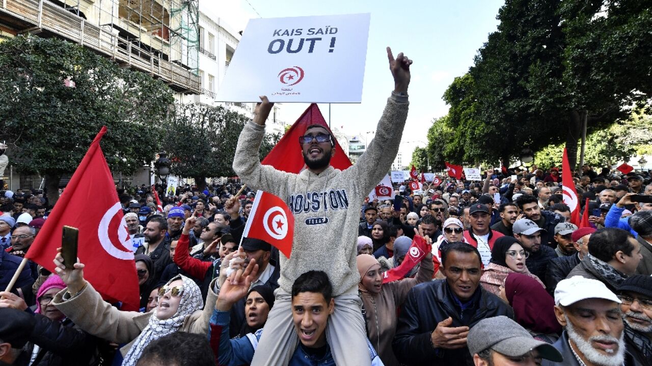 Separate rallies by different opposition groups were held in Tunis with a heavy police presence, AFP correspondents said Separate rallies by different opposition groups were held in Tunis with a heavy police presence, AFP correspondents said