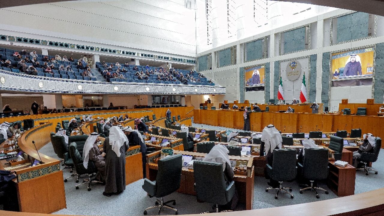 Kuwaiti parliament members attend a session of the National Assembly on January 10, 2023