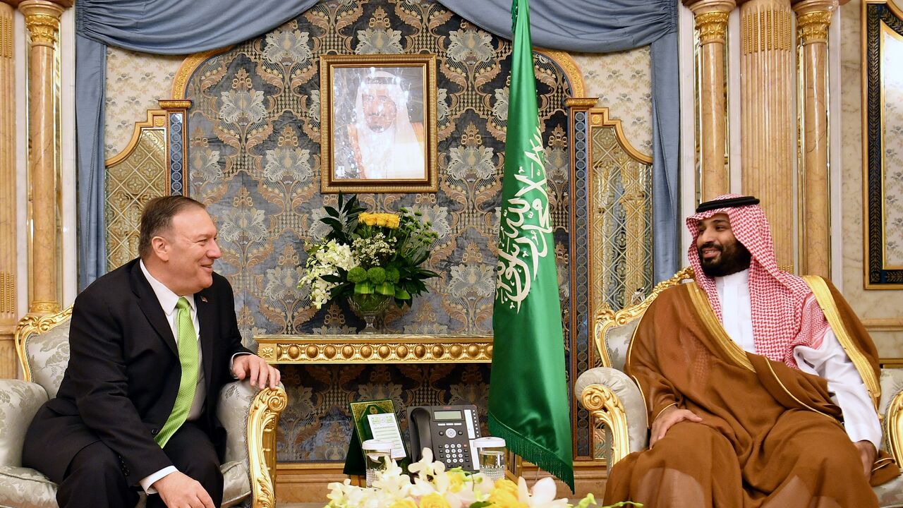 US Secretary of State Mike Pompeo (L) takes part in a meeting with Saudi Arabia's Crown Prince Mohammed bin Salman in Jeddah, Saudi Arabia, on September 18, 2019. (Photo credit should read MANDEL NGAN/AFP via Getty Images)