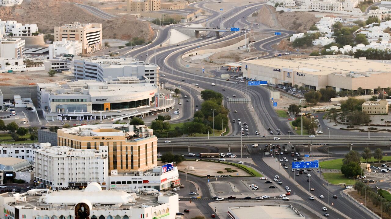 An aerial view shows the Central Business District (Ruwi) in the Omani capital Muscat on April 9, 2021. (Photo by Haitham AL-SHUKAIRI / AFP) (Photo by HAITHAM AL-SHUKAIRI/AFP via Getty Images)