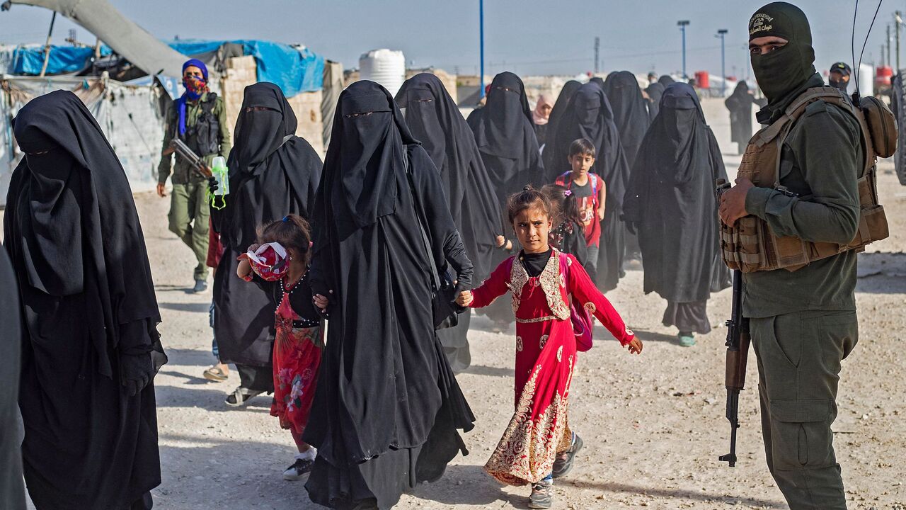 A picture shows the Kurdish-run al-Hol camp, which holds relatives of suspected Islamic State (IS) group fighters in the northeastern Hasakeh governorate, during a security operation by the Kurdish Asayish security forces and the special forces of the Syrian Democratic Forces, on Aug. 26, 2022. 