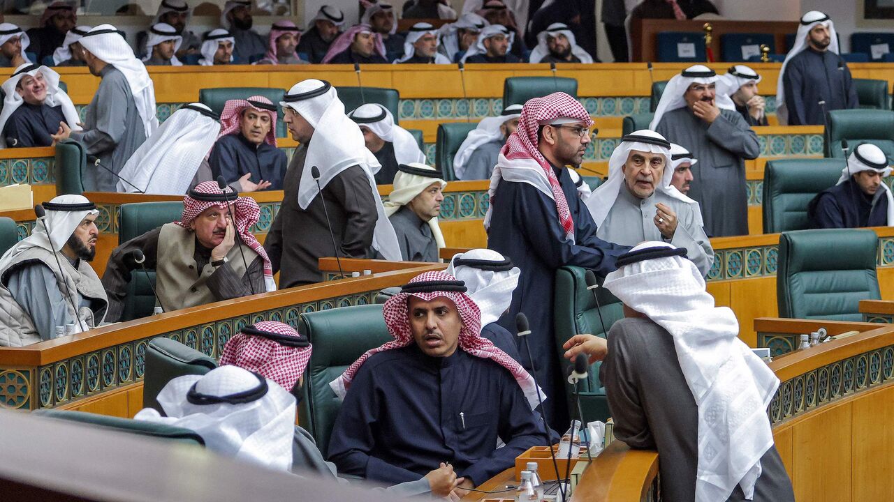 Kuwaiti parliament members attend a session of the National Assembly at its headquarters in Kuwait City on Jan. 10, 2023.