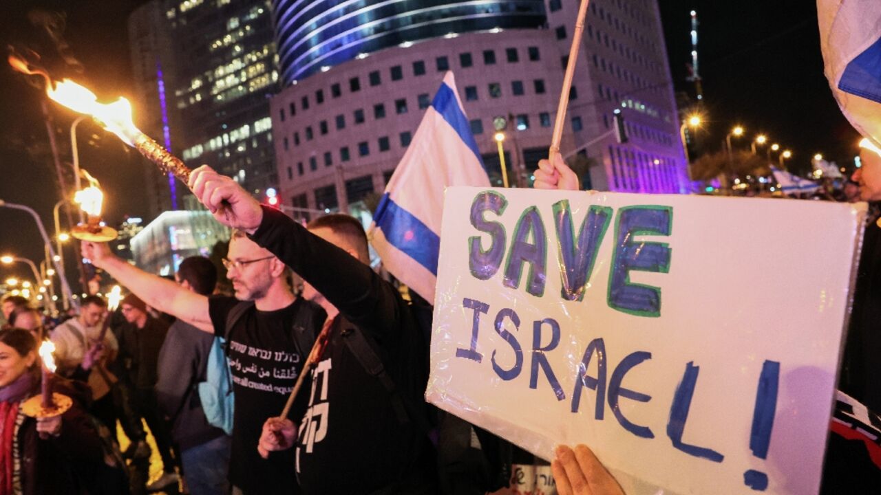 The demonstration is the biggest since Netanyahu's new government took power in late December The demonstration is the biggest since Netanyahu's new government took power in late December