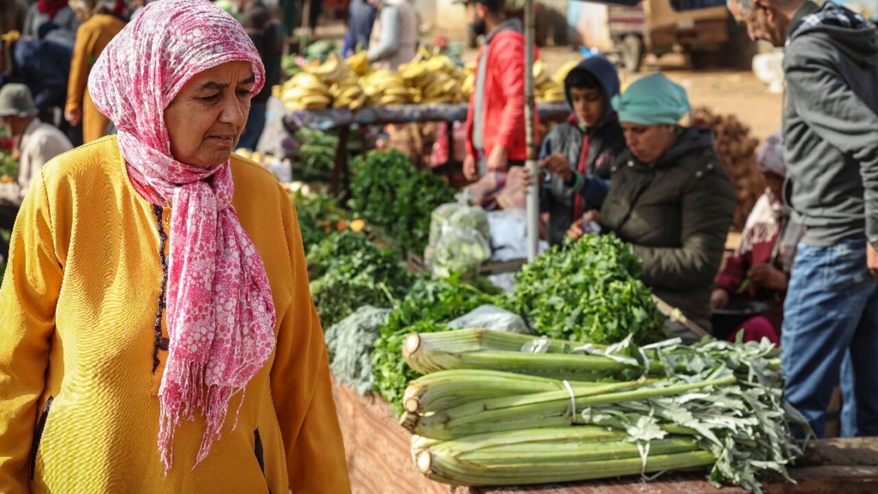 Shoppers buy fresh produce at the Sidi Moussa market in Morocco's coastal city of Sale, north of the capital