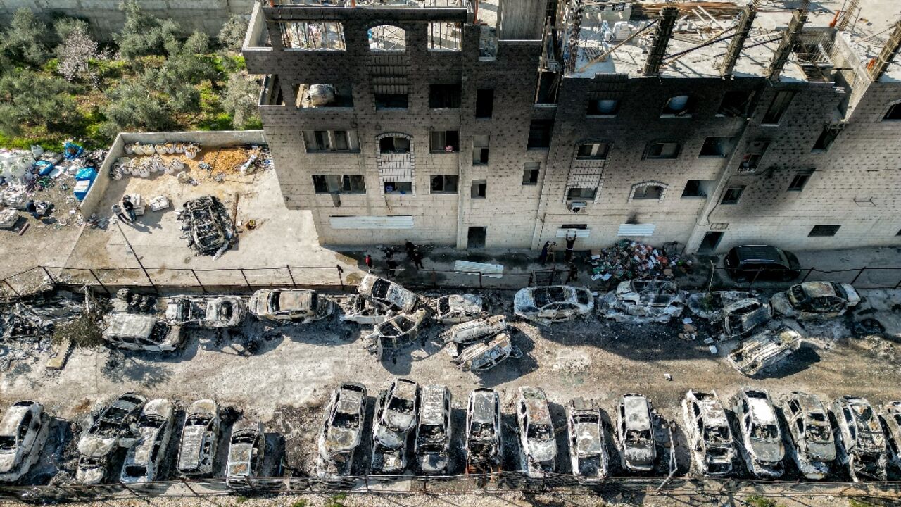 Cars were torched in the Palestinian town of Huwara near Nablus in the occupied West Bank