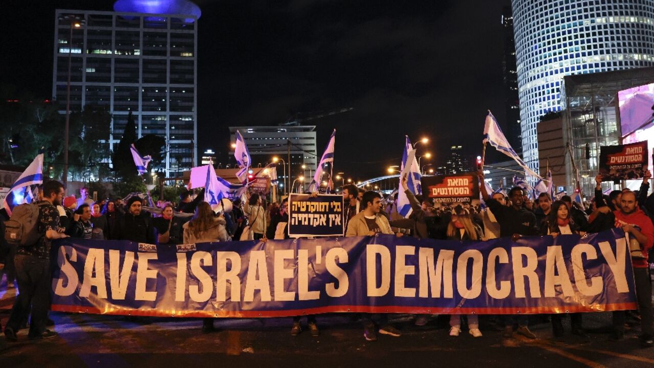 Protests have become a weekly fixture on Saturday evenings since Israeli Prime Minister Benjamin Netanyahu's new government took office in December