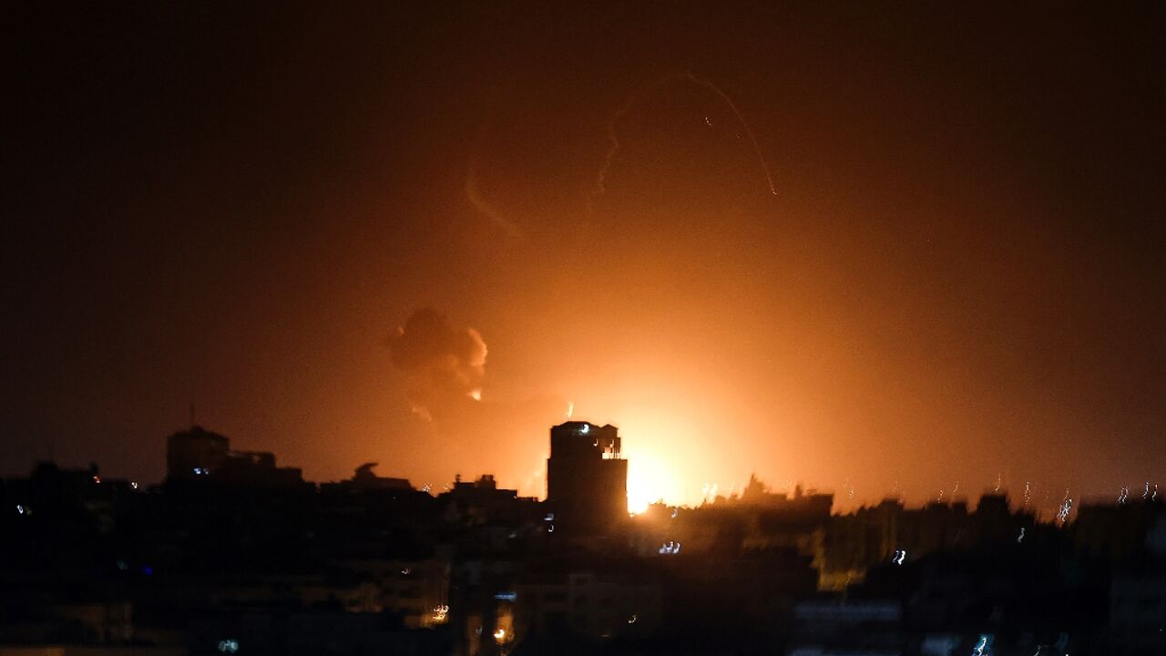 Israel warplanes strike Gaza after intercepting a rocket fired byPalestinian militants from the territory Israel warplanes strike Gaza after intercepting a rocket fired byPalestinian militants from the territory