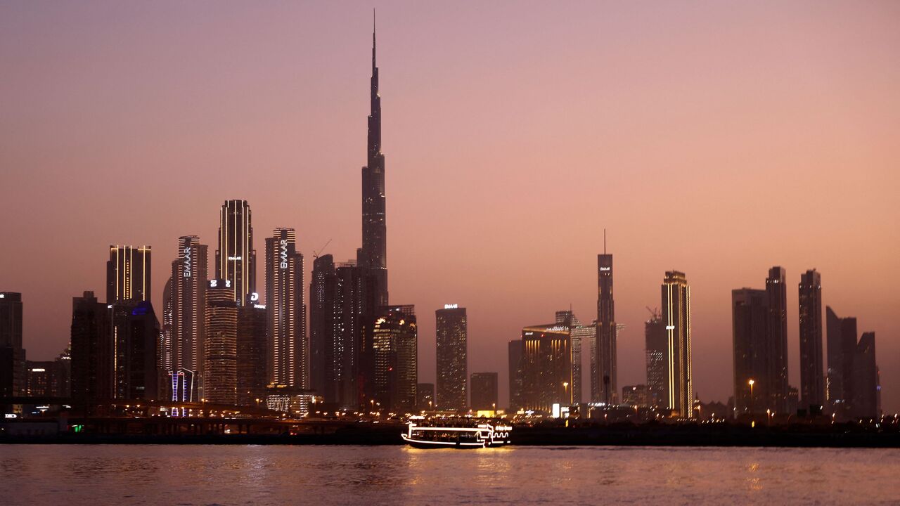 TOPSHOT - A picture shows a view of the Dubai skyline, including Burj Khalifa the worlds tallest building, in the United Arab Emirates, on June 20, 2022. (Photo by Karim SAHIB / AFP) (Photo by KARIM SAHIB/AFP via Getty Images)