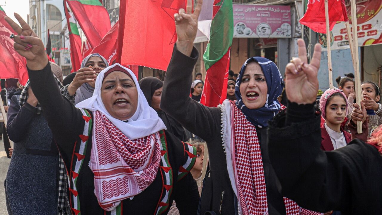 Democratic Front for the Liberation of Palestine (DFLP) supporters rally in Rafah in the Gaza Strip against the Aqaba summit Democratic Front for the Liberation of Palestine (DFLP) supporters rally in Rafah in the Gaza Strip against the Aqaba summit