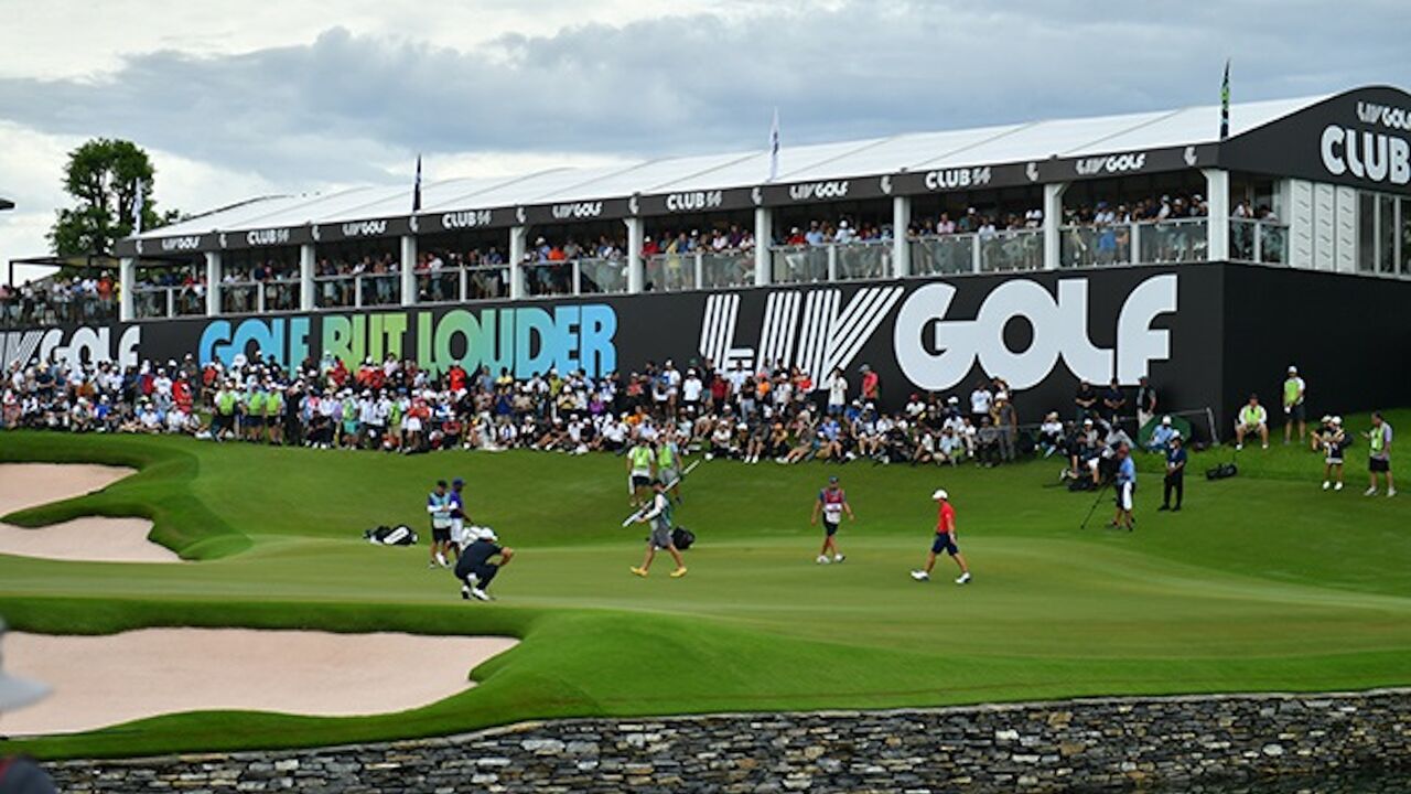 A general view of the 18th hole during the LIV Golf Invitational Bangkok.