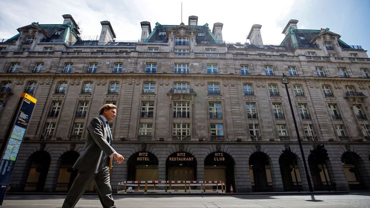 The Ritz hotel is pictured in central London on May 18, 2020.
