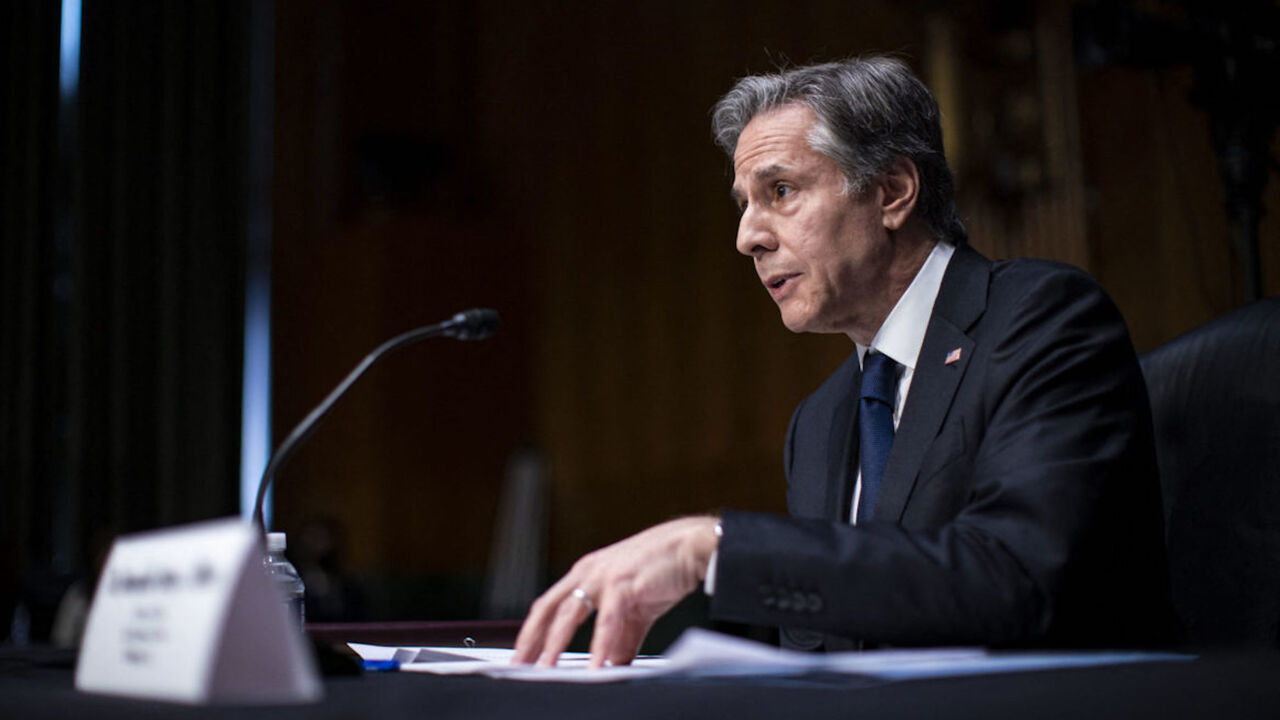 Secretary of State Antony Blinken testifies before a Senate Foreign Relations Committee hearing.