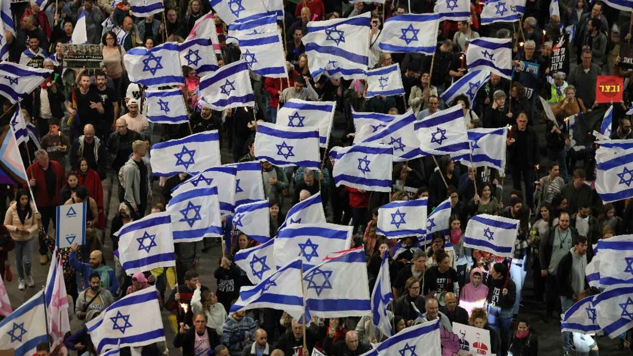 Protesters rally in Tel Aviv against the government's controversial judicial reform plans Protesters rally in Tel Aviv against the government's controversial judicial reform plans