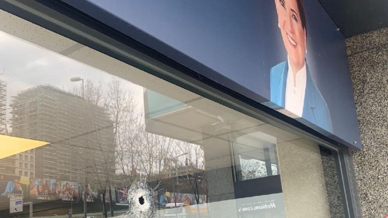 İYİ Party's İstanbul office was targeted by gunfire on March 31, 2023.