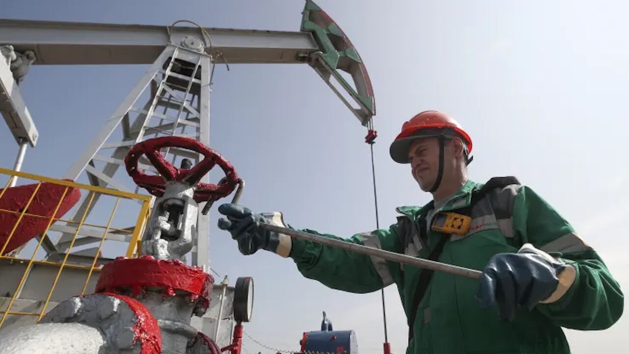 A worker in an oil field developed by Almetyevneft, an oil and gas production board (NGDU) of Tatneft.