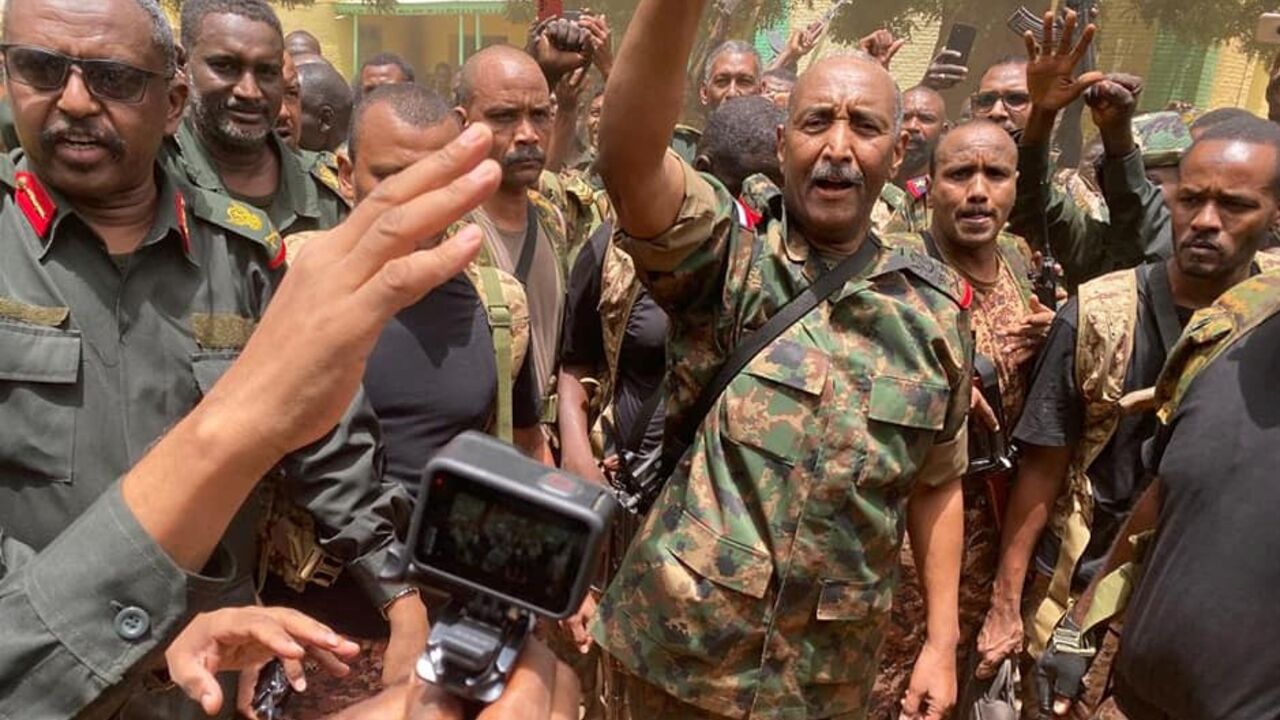 Sudanese army chief Abdel Fattah al-Burhan rallies his troops battling rival paramilitaries in the capital Khartoum on Tuesday