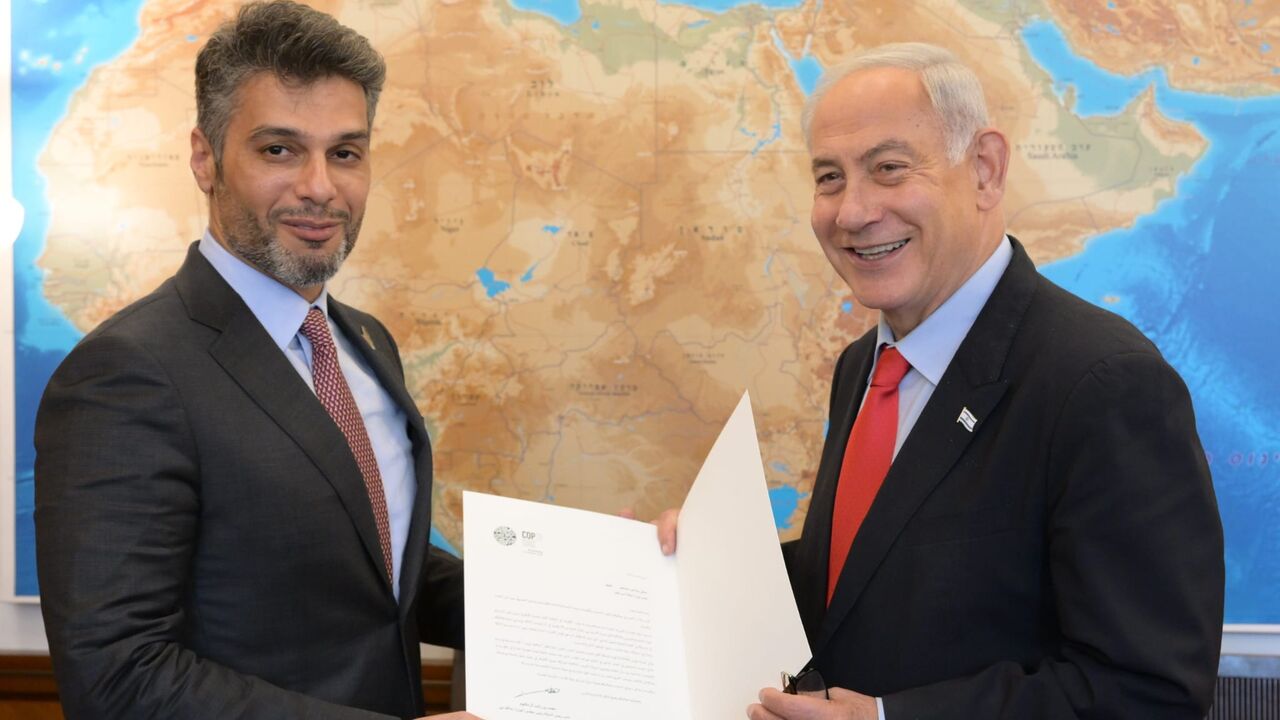 Prime Minister Benjamin Netanyahu receives Emirati ambassador to Israel Mohamed Al Khaja, Jerusalem, May 22 2023 Credit: Amos Ben-Gershom/GPO