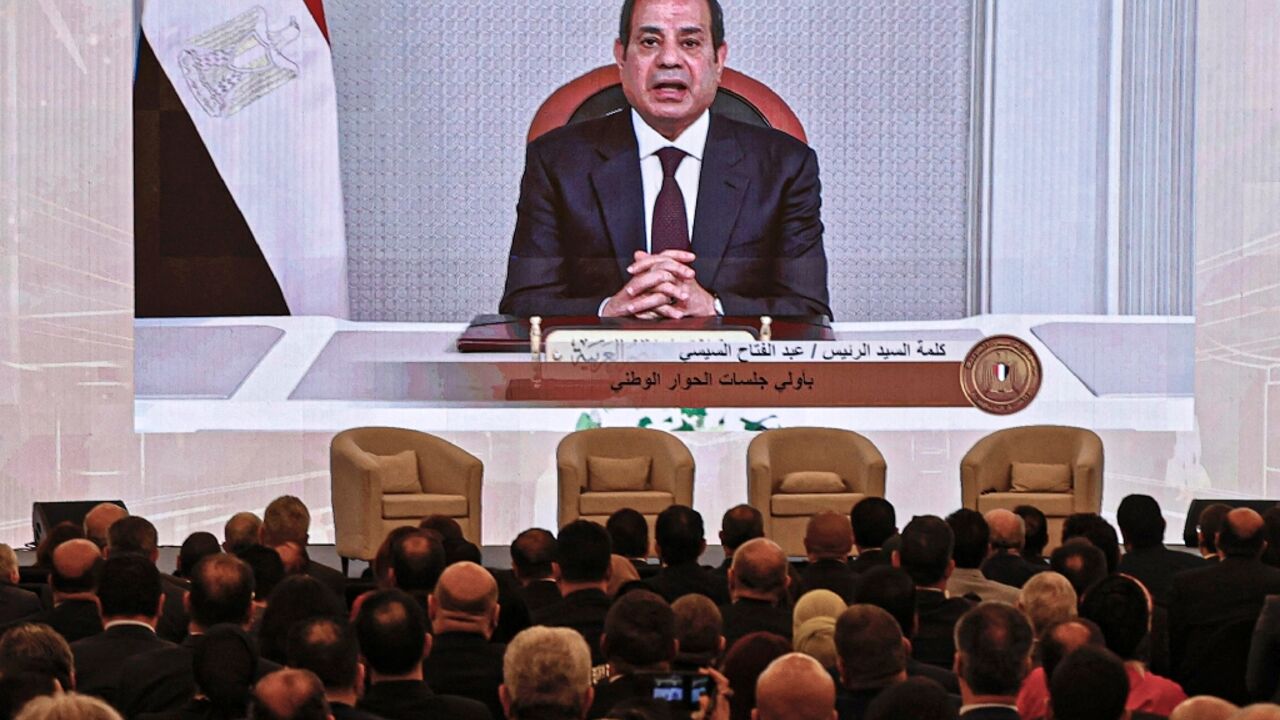 Egypt inaugurates its long-delayed "national dialogue" on May 3, amid human rights group criticism that it is a public relations stunt Egypt inaugurates its long-delayed "national dialogue" on May 3, amid human rights group criticism that it is a public relations stunt