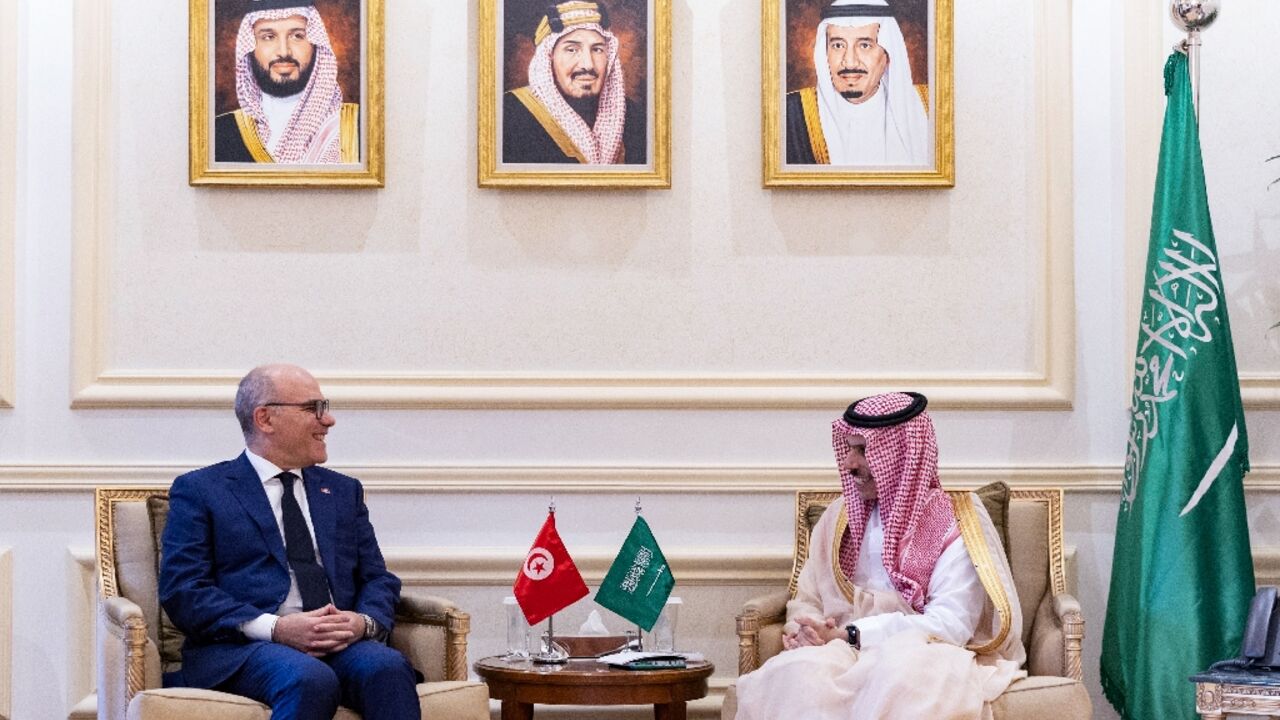 Saudi Foreign Minister Prince Faisal bin Farhan meeting his Tunisian counterpart Nabil Ammar in Riyadh Saudi Foreign Minister Prince Faisal bin Farhan meeting his Tunisian counterpart Nabil Ammar in Riyadh