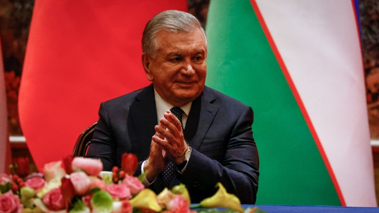 Uzbek President Shavkat Mirziyoyev at the China-Central Asia Summit in May Uzbek President Shavkat Mirziyoyev at the China-Central Asia Summit in May