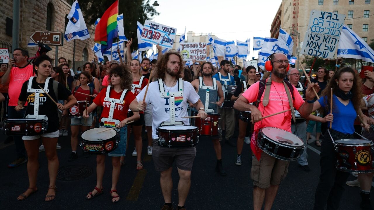 People take to the streets of Jerusalem to protest against the Israeli government's judicial overhaul bill