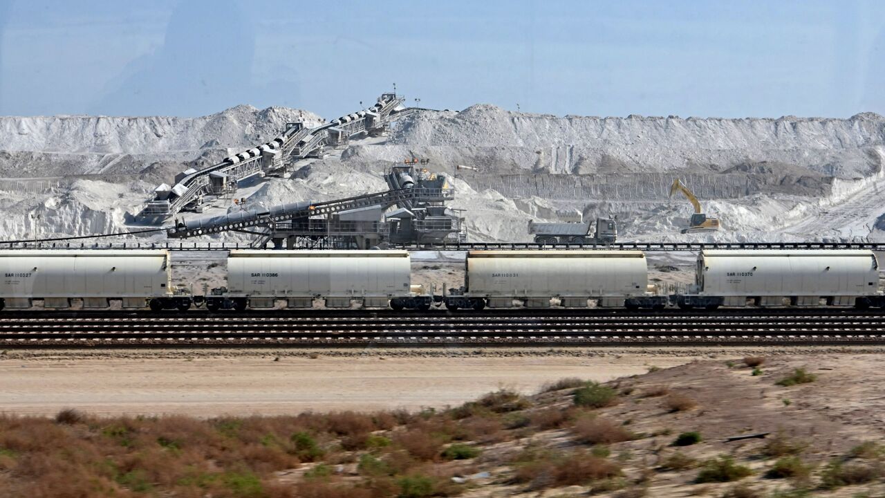 This picture taken on December 11, 2019, shows a view of railroad tracks by a quarry site at the Jubail Industrial City, about 95 kilometres north of Dammam in Saudi Arabia's eastern province overlooking the Gulf. (Photo by GIUSEPPE CACACE / AFP) (Photo by GIUSEPPE CACACE/AFP via Getty Images)