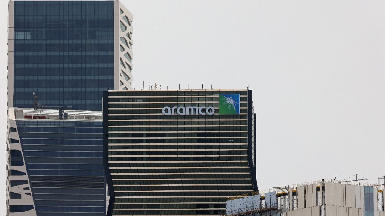 Aramco tower (C) at the King Abdullah Financial District in Riyadh 