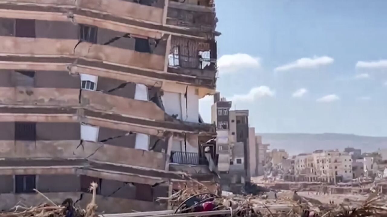 The Libyan Mediterranean city of Derna was hit by huge wave of water after two river dams burst, sweeping away buildings, cars and the people inside them The Libyan Mediterranean city of Derna was hit by huge wave of water after two river dams burst, sweeping away buildings, cars and the people inside them