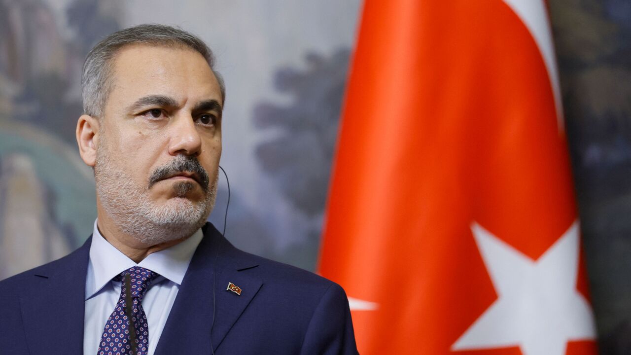 Turkish Foreign Minister Hakan Fidan attends a joint press conference with his Russian counterpart following their talks in Moscow on August 31, 2023. (Photo by MAXIM SHEMETOV / POOL / AFP) (Photo by MAXIM SHEMETOV/POOL/AFP via Getty Images)