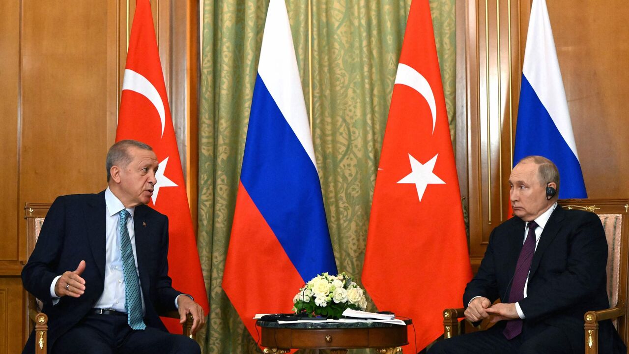 Russian President Vladimir Putin meeting with his Turkish counterpart, Recep Tayyip Erdogan, in Sochi.