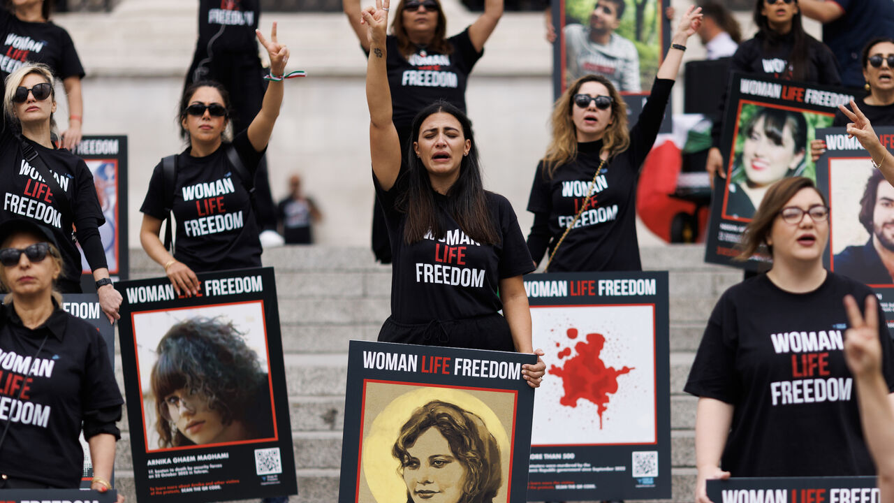 People marked the first anniversary of the death of Mahsa Amin, on September 13, 2023, London, England.