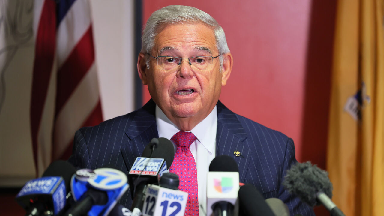 Sen. Bob Menendez (D-NJ) speaks during a press conference at Hudson County Community College’s North Hudson Campus, Union City, New Jersey, Sept. 25, 2023.