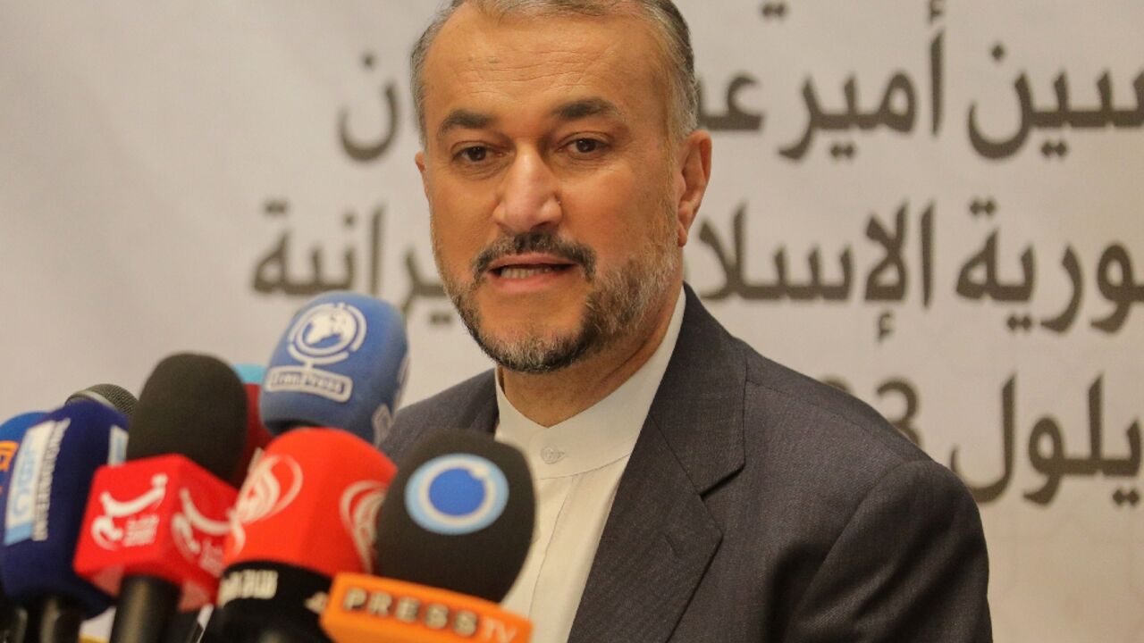 Iran's Foreign Minister Hossein Amir-Abdollahian speaks during a press conference in Lebanon's capital Beirut Iran's Foreign Minister Hossein Amir-Abdollahian speaks during a press conference in Lebanon's capital Beirut