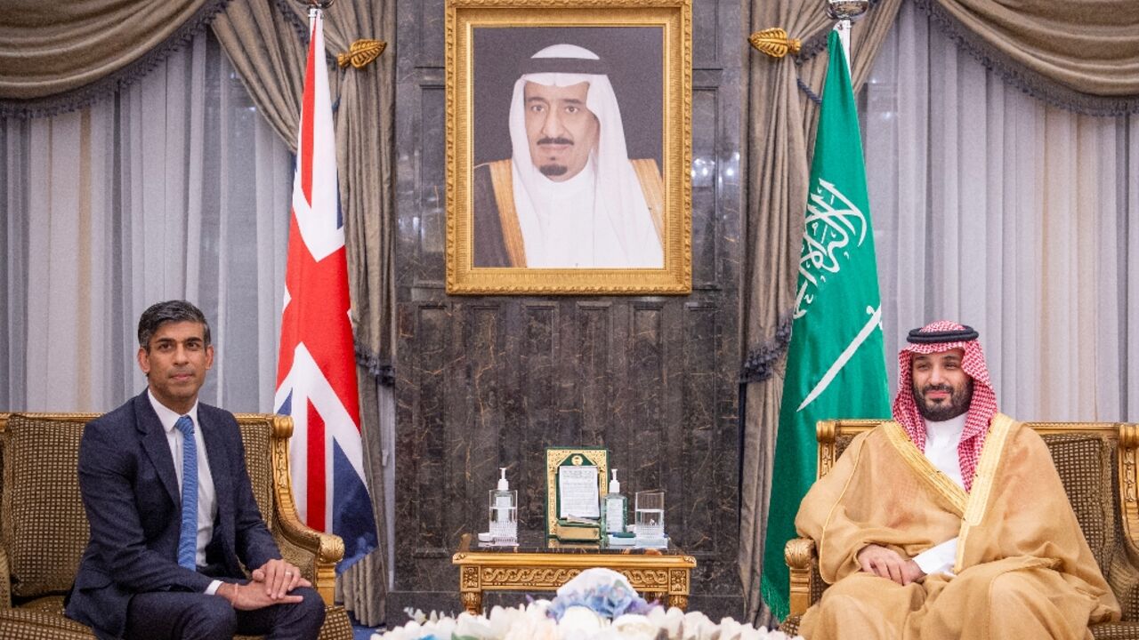Saudi Arabia's de facto leader, Crown Prince Mohammed bin Salman, hosts talks with British Prime Minister Rishi Sunak in the capital Riyadh Saudi Arabia's de facto leader, Crown Prince Mohammed bin Salman, hosts talks with British Prime Minister Rishi Sunak in the capital Riyadh