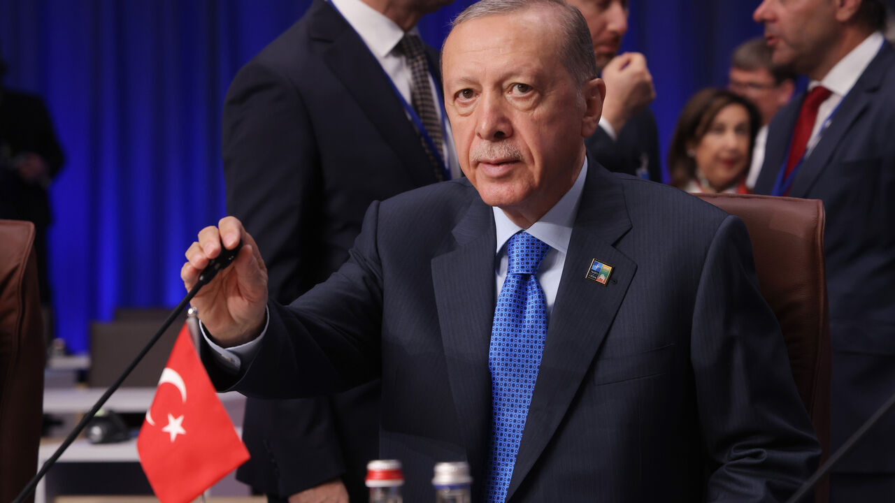 VILNIUS, LITHUANIA - JULY 11: Turkish President Recep Tayyip Erdogan attends the opening high-level session of the 2023 NATO Summit on July 11, 2023 in Vilnius, Lithuania. The summit is bringing together NATO members and partner countries heads of state from July 11-12 to chart the alliance's future, with Sweden's application for membership and Russia's ongoing war in Ukraine as major topics on the summit agenda. (Photo by Sean Gallup/Getty Images)