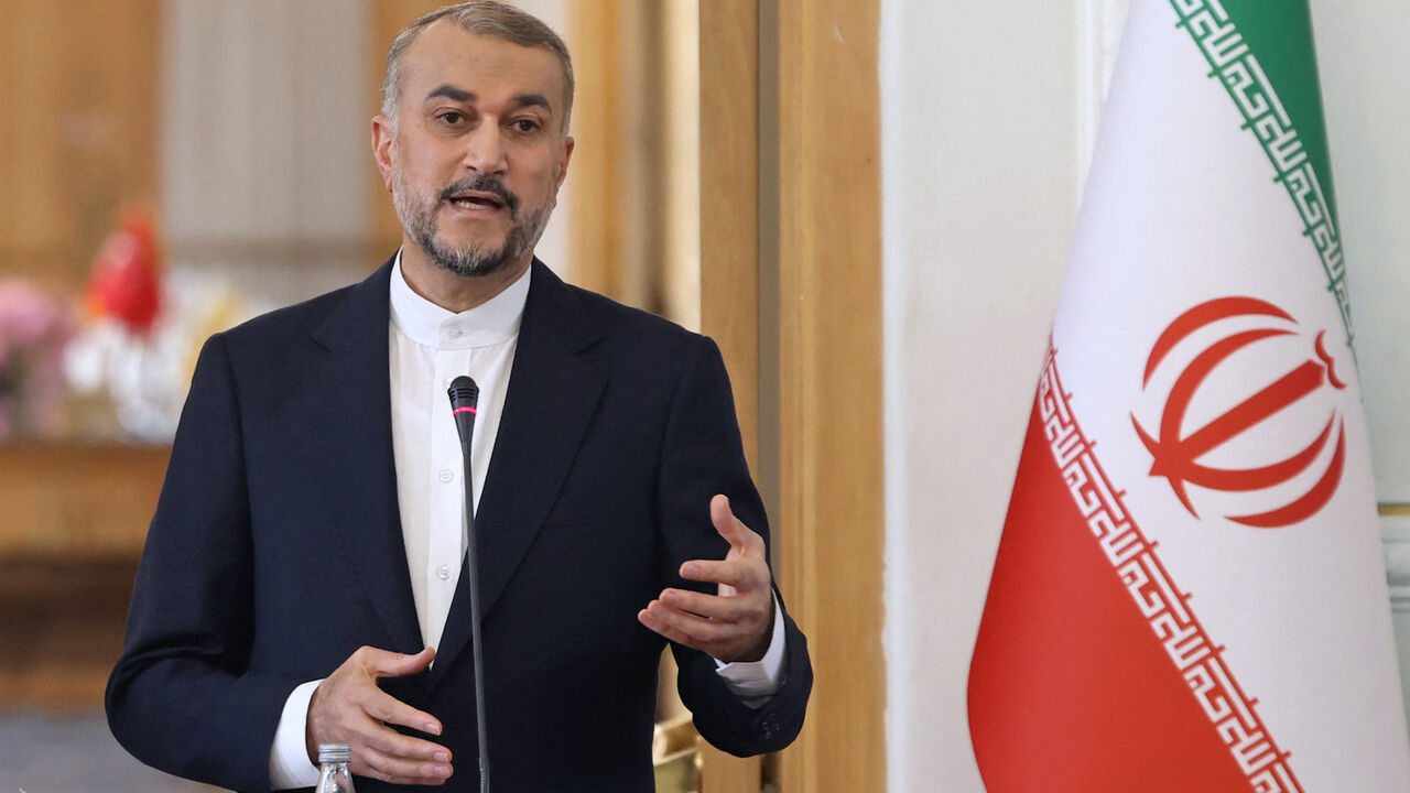 Iran's Foreign Minister Hossein Amir-Abdollahian speaks during a joint press conference with his Turkish counterpart in Tehran on Sept. 3, 2023. 