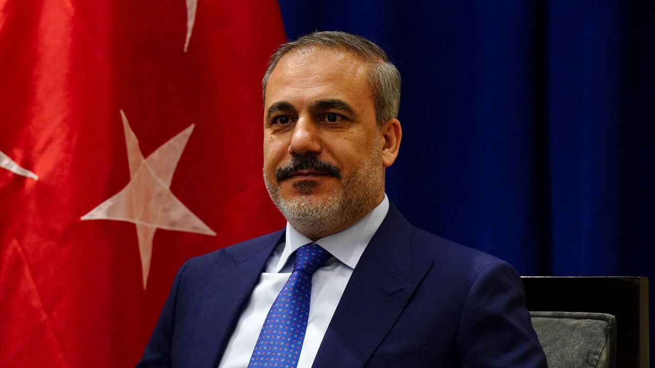 Turkish Foreign Minister Hakan Fidan looks on during a meeting with US Secretary of State Antony Blinken on the sidelines of the 78th United Nations General Assembly at the Lotte Palace Hotel in New York on September 22, 2023. (Photo by BING GUAN / POOL / AFP) (Photo by BING GUAN/POOL/AFP via Getty Images)