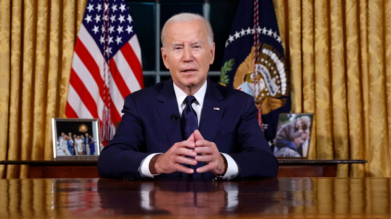 US President Joe Biden addresses the nation on the conflict between Israel and Gaza and the Russian invasion of Ukraine from the Oval Office of the White House in Washington, DC, on October 19, 2023. President Joe Biden will deliver a rare Oval Office speech October 19, 2023 urging Americans to back military aid for Israel and Ukraine at what he calls a perilous moment for democracy around the globe. (Photo by JONATHAN ERNST / POOL / AFP) (Photo by JONATHAN ERNST/POOL/AFP via Getty Images)