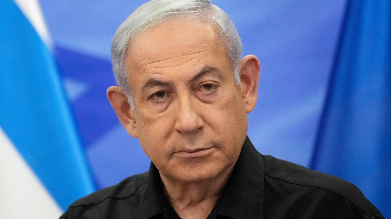Israeli Prime Minister Benjamin Netanyahu addresses media during a joint press conference with French President in Jerusalem on October 24, 2023