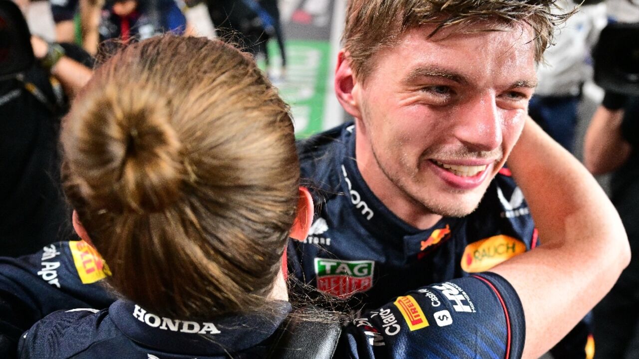 Max Verstappen receives congratulations in the Red Bull pit after qualifying fastest for the Qatar Formula One Grand Prix Max Verstappen receives congratulations in the Red Bull pit after qualifying fastest for the Qatar Formula One Grand Prix