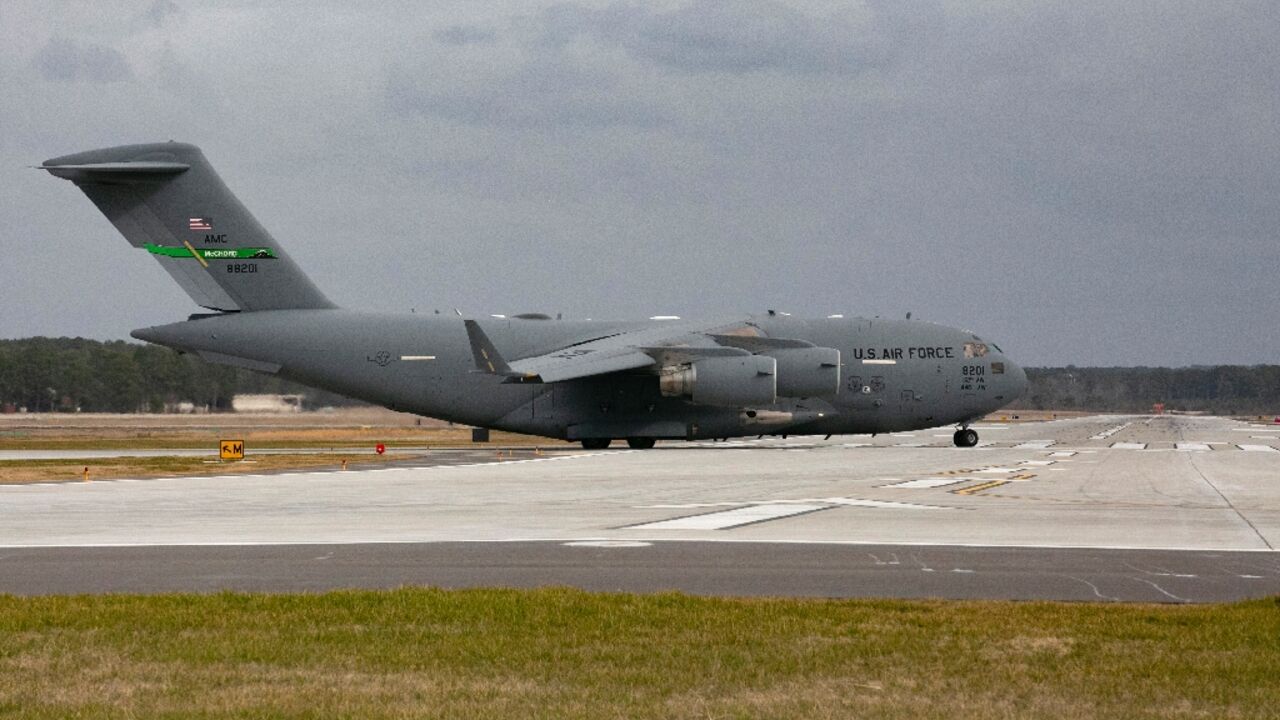 The United States on November 28, 2023 sent the first of three C-17 military planes, like the one seen here in 2022, to Egypt to bring humanitarian aid to Gaza amid the truce between Israel and Hamas