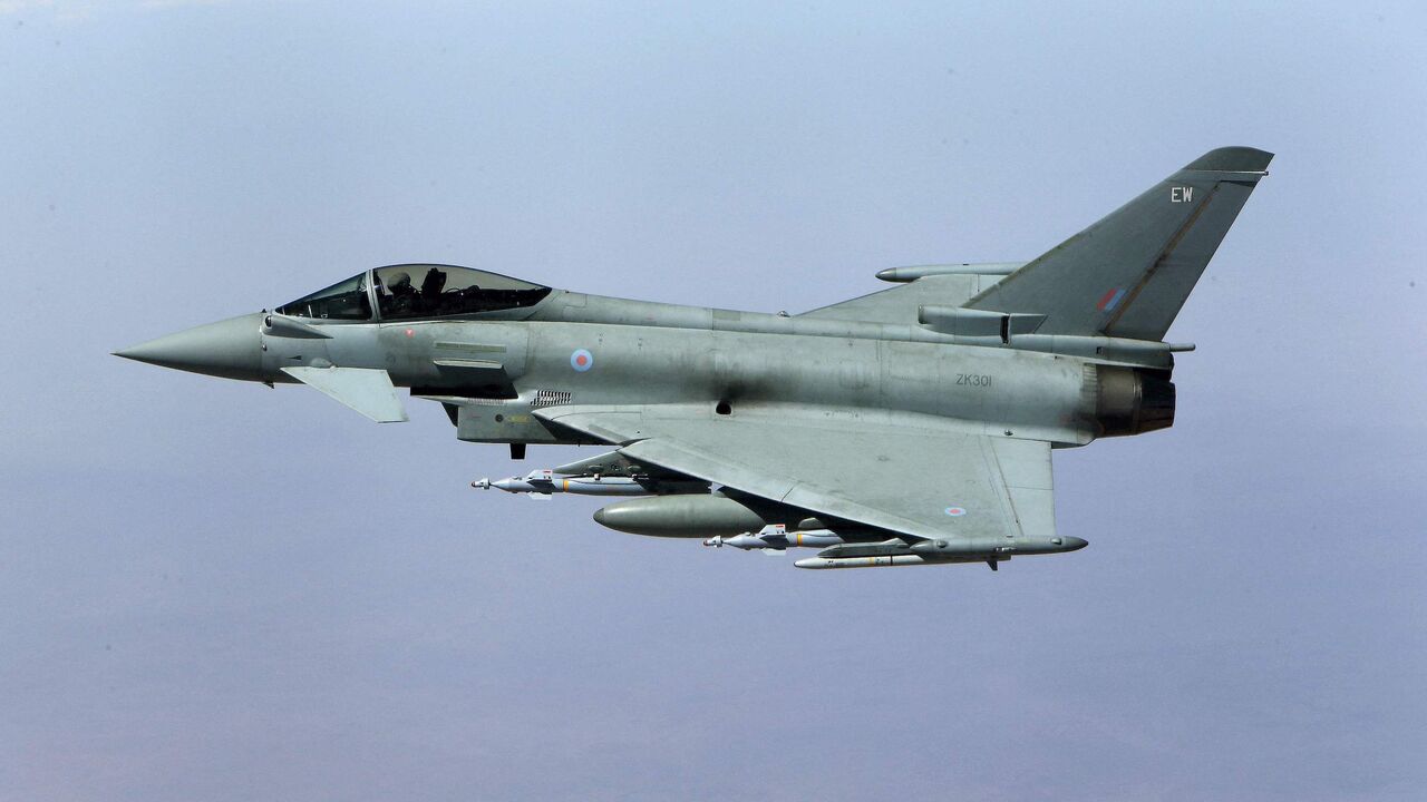 This photo taken on Sept. 21, 2016, shows Britain's Royal Air Force Eurofighter Typhoon fighter jet.