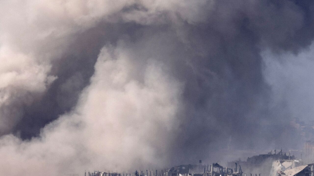 Smoke billows during Israeli bombardment of north Gaza on November 17