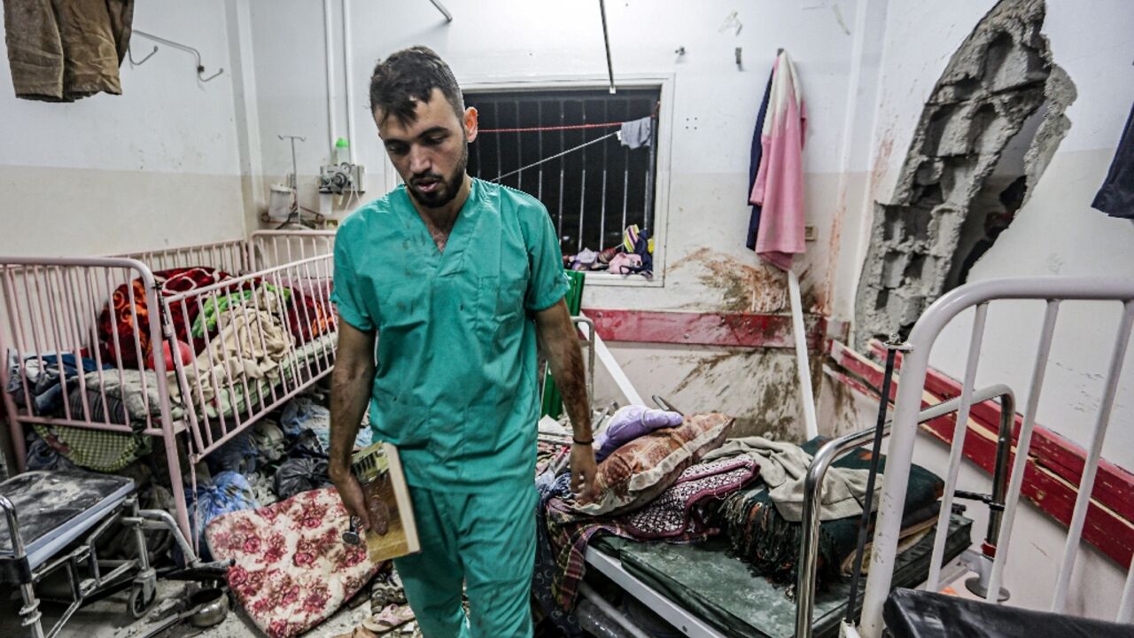 The Hamas-run health ministry said an Israeli strike hit Nasser hospital, killing one person and injuring seven others The Hamas-run health ministry said an Israeli strike hit Nasser hospital, killing one person and injuring seven others