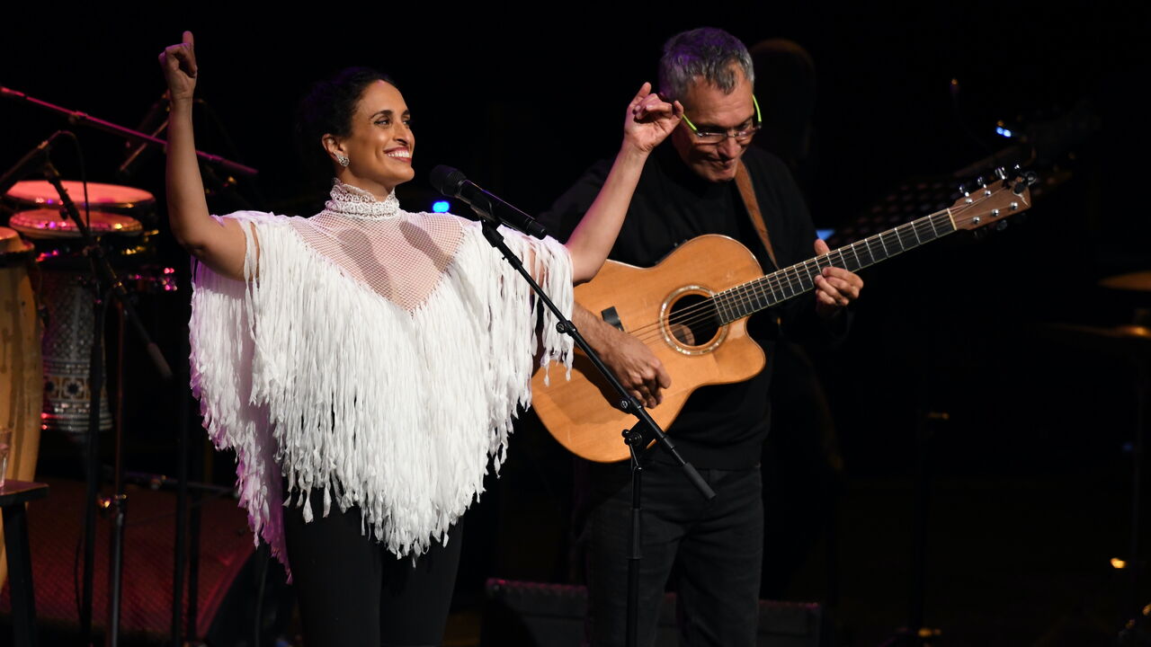 Israeli singer Achinoam Nini, professionally known as Noa, is seen during a performance.