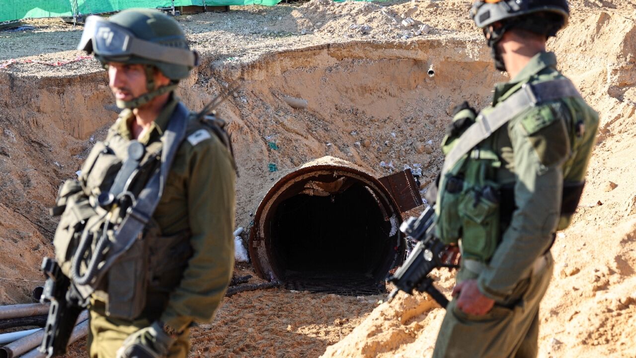 The large tunnel was displayed by the Israeli army during a media tour