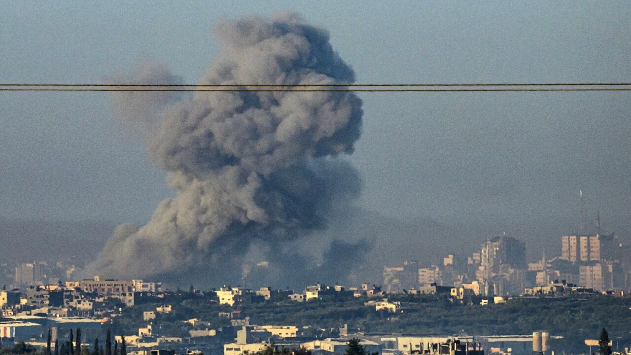 Smoke billows over Gaza during Israeli bombardment amid continuing battles between Israel and the militant group Hamas