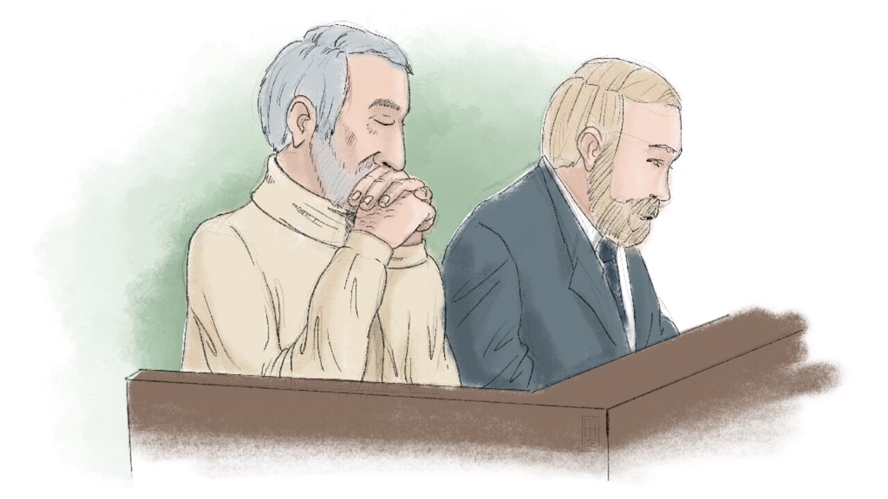 A courtroom sketch from shows Hamid Noury (l) and attorney Thomas Soderqvist during Noury's original war crime trial in Stockholm A courtroom sketch from shows Hamid Noury (l) and attorney Thomas Soderqvist during Noury's original war crime trial in Stockholm